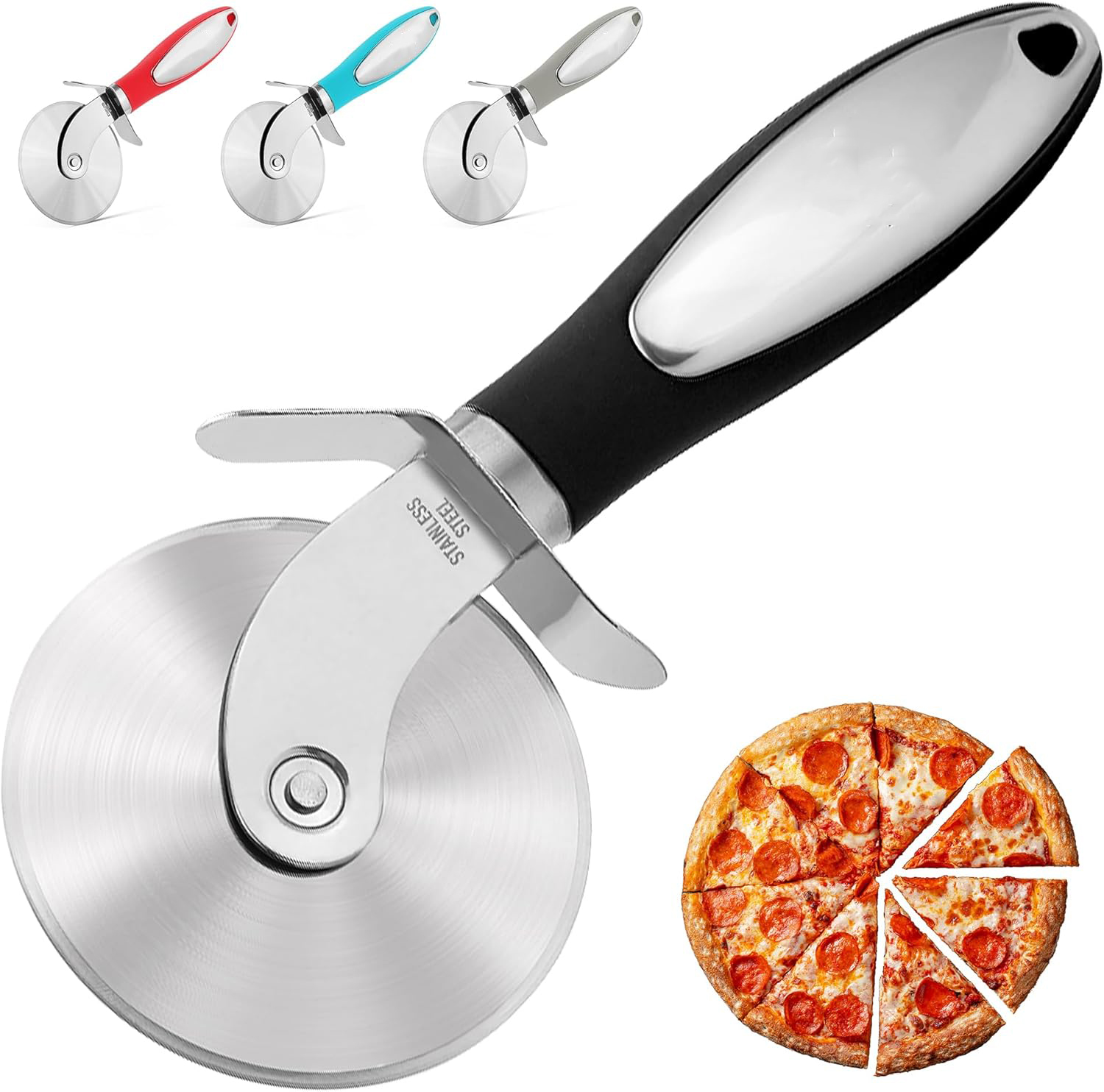 Stainless Steel Pizza Cutter Wheel with Non-Slip Handle