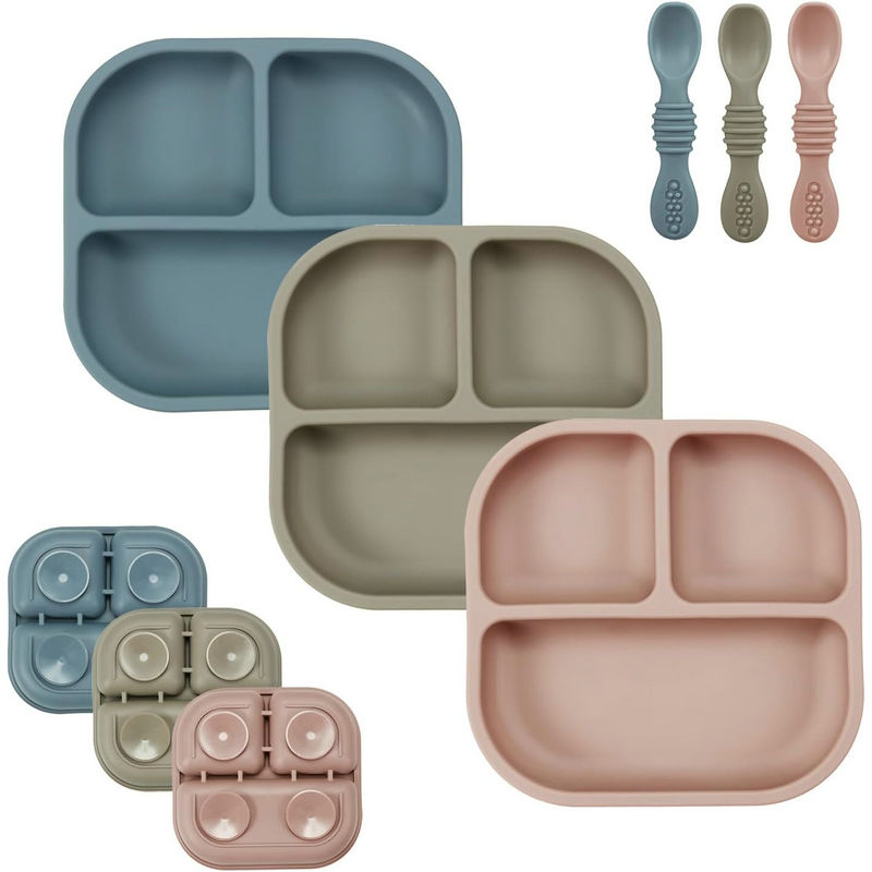 Silicone Suction Plates with Spoon for Baby
