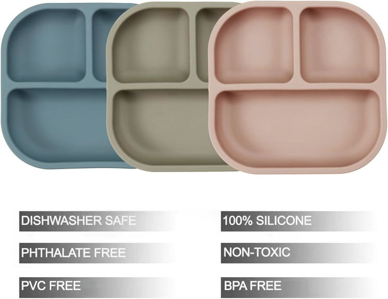 Silicone Suction Plates with Spoon for Baby