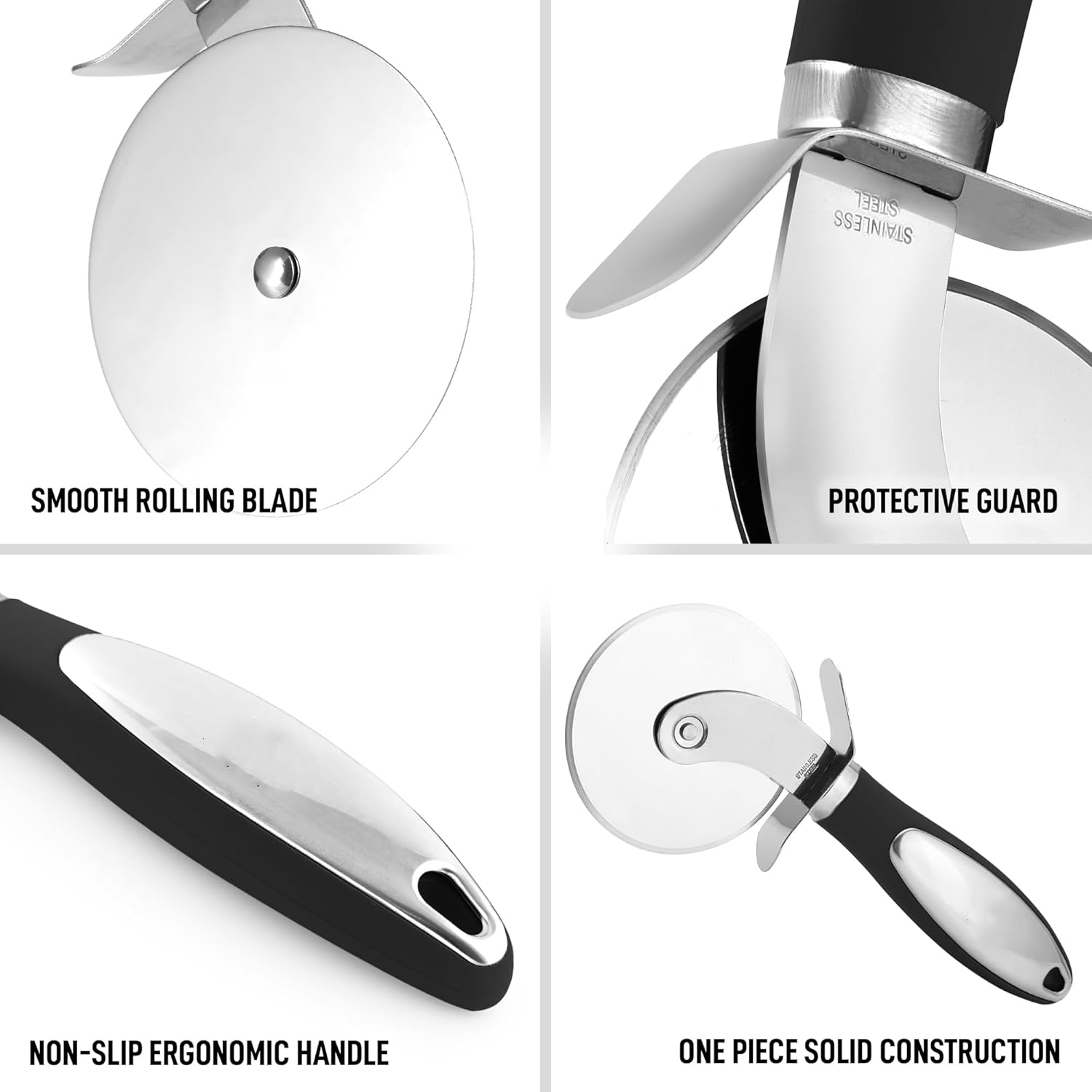 Stainless Steel Pizza Cutter Wheel with Non-Slip Handle